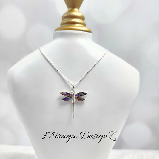Abalone Shell Dragonfly Necklace